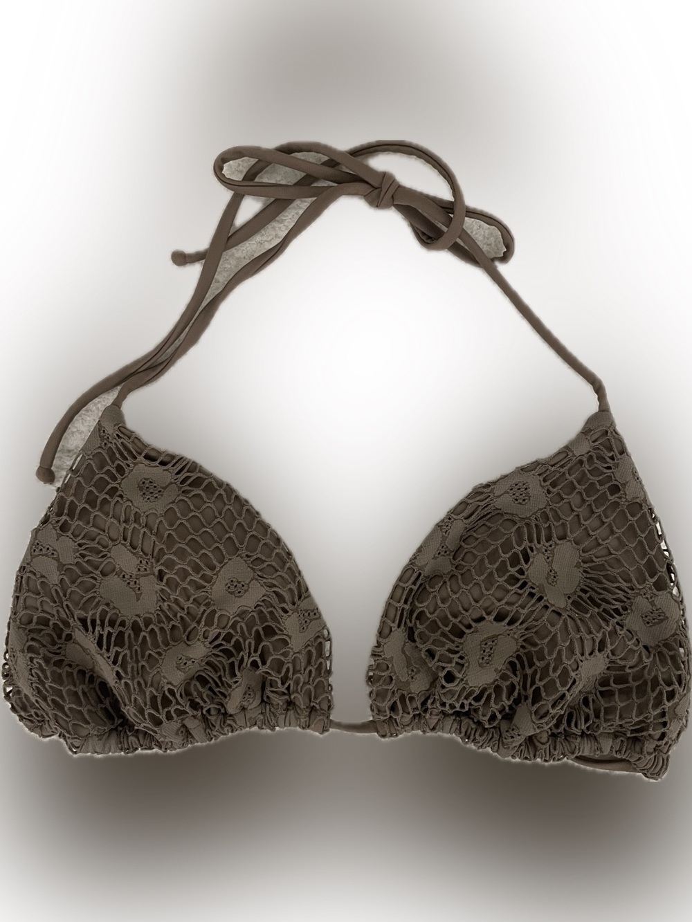 Luli Fama Brown Crochet Triangle Bikini Top
